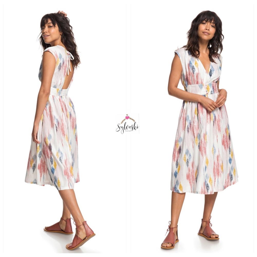 🔥Roxy Retro Poetic Sleeveless Midi Dress NWT - Picture 3 of 9